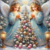 (40*40cm)Xmas Tree Angel - Full Round Drill Diamond Painting