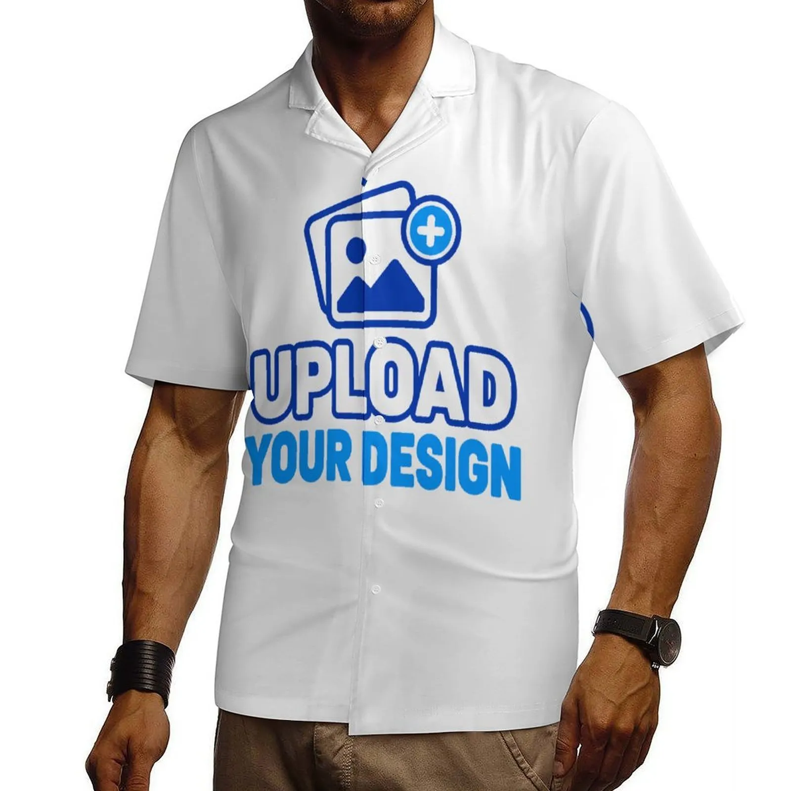 Unisex Cotton Cuban Collar Shirt customized with your own uploaded design