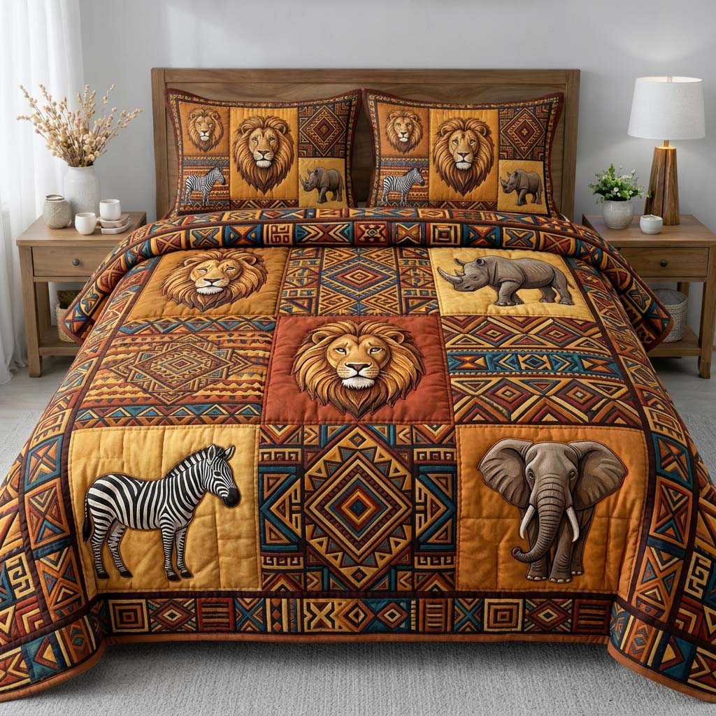 Wild Rhythm 3-Piece Quilted Bedding Set GFTOQA2301