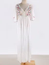 Embroidered Empire Short Sleeves Maxi Dress