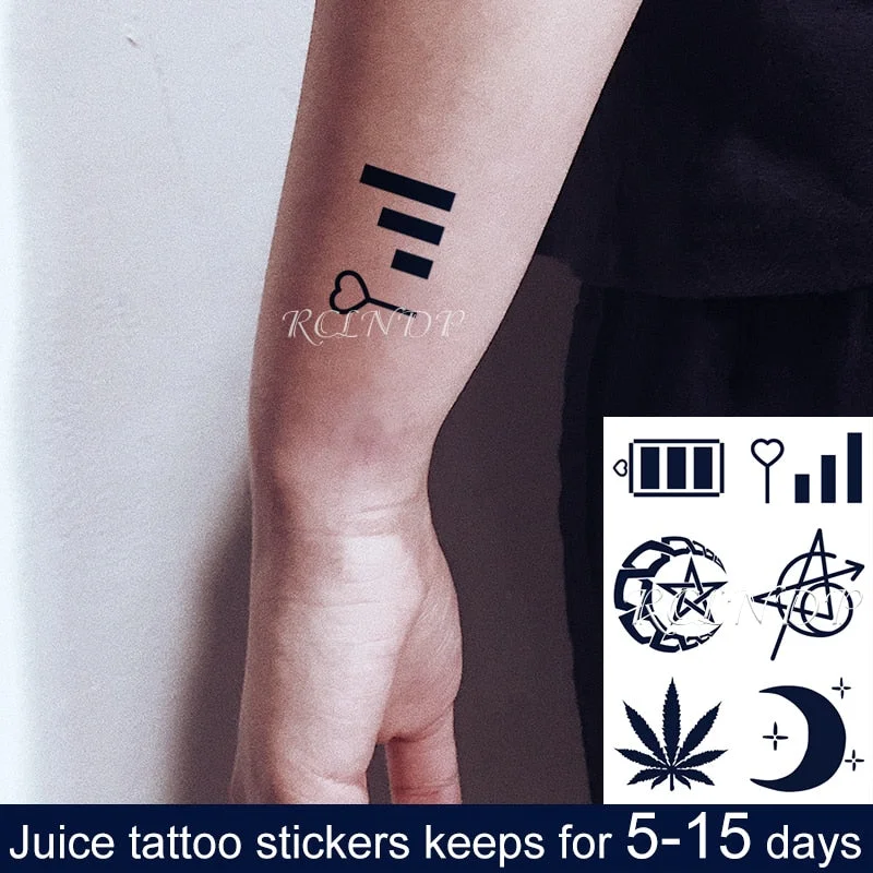 Waterproof Temporary Juice Ink Tattoo Sticker Star Circle Totem Patterns Fruit Gel Long Lasting Art for Men Women