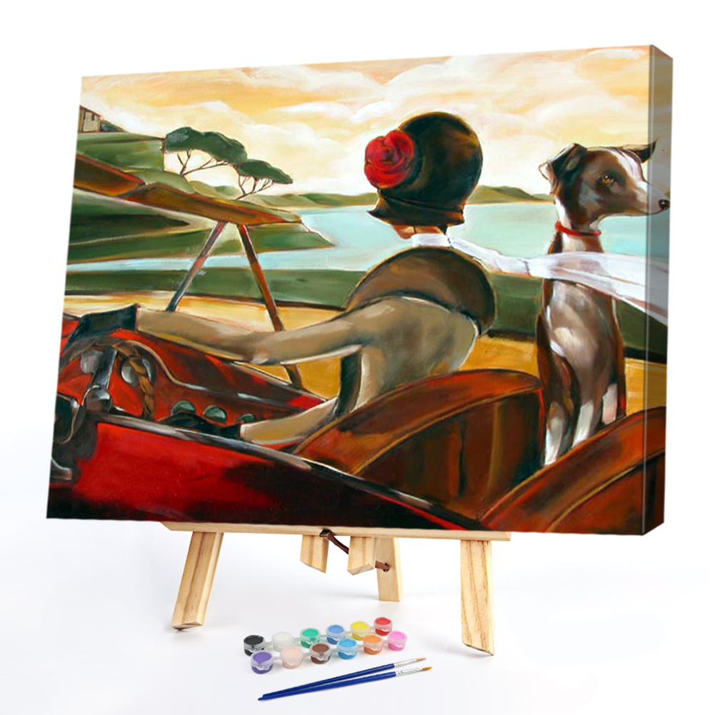 

50*40CM - Paint By Numbers - Girl Driving, 501 Original