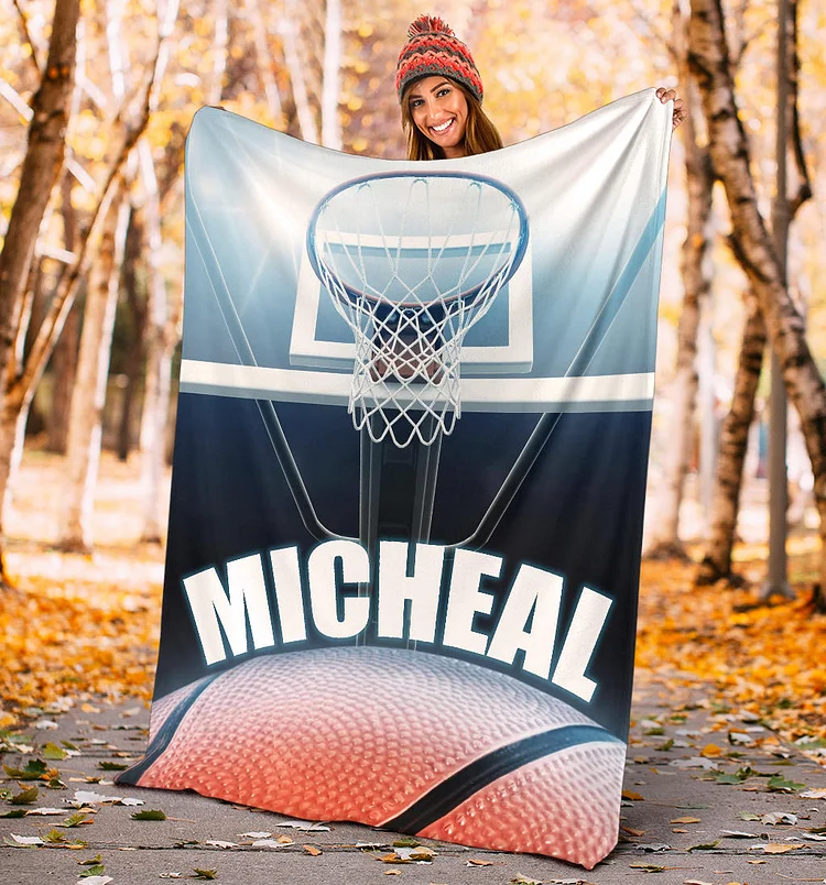 Personalized Basketball Blanket, Basketball Boy Sherpa Fleece Blanket | BKKid723