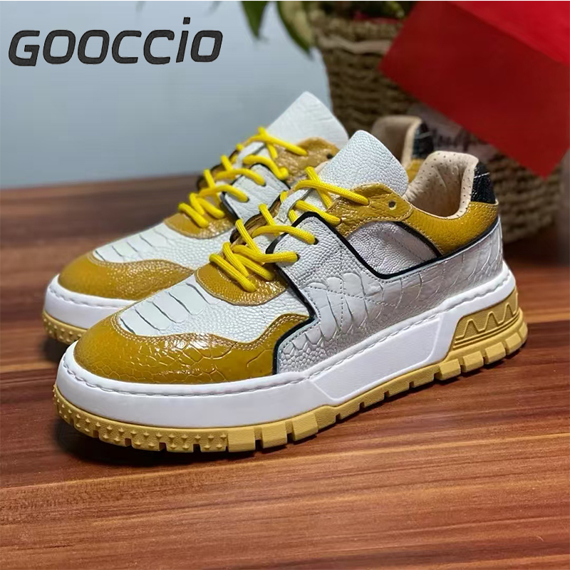 JX181 Ostrich Leather Sneakers/Casual Shoes For Men GOOCCIO   