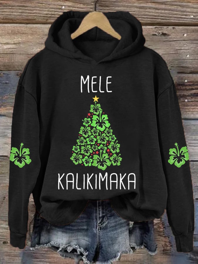 Women's Hawaiian Christmas Mele Kalikimaka Hibiscus Hoodie