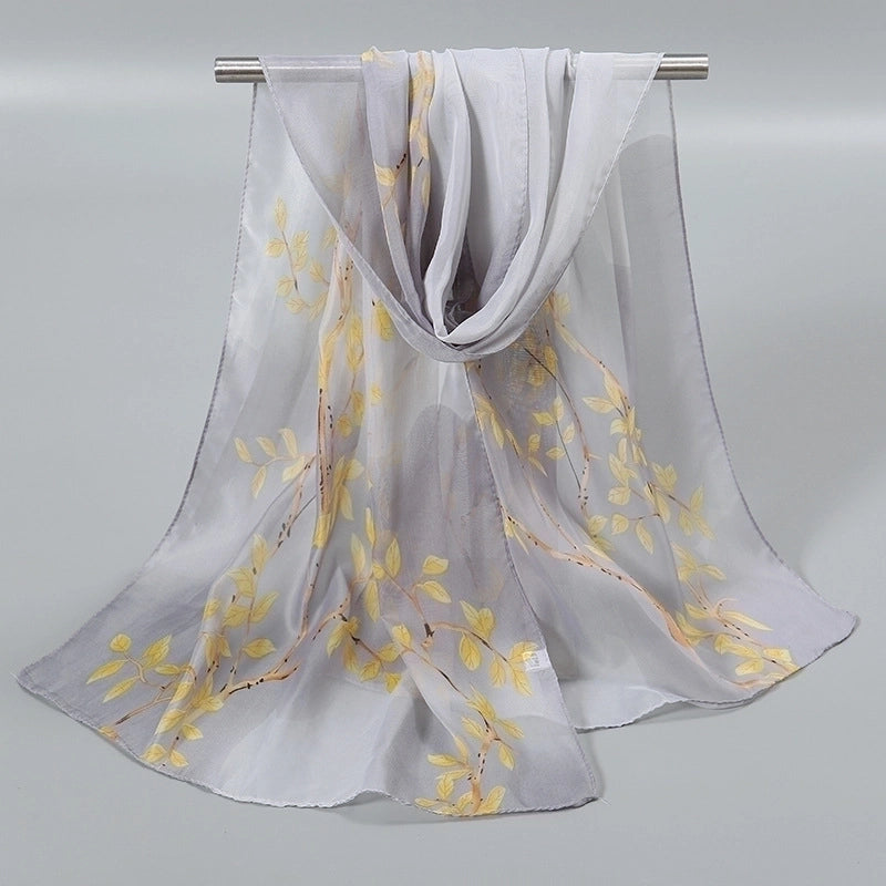 Women’s Sweet Flower Chiffon Printing Silk Scarf