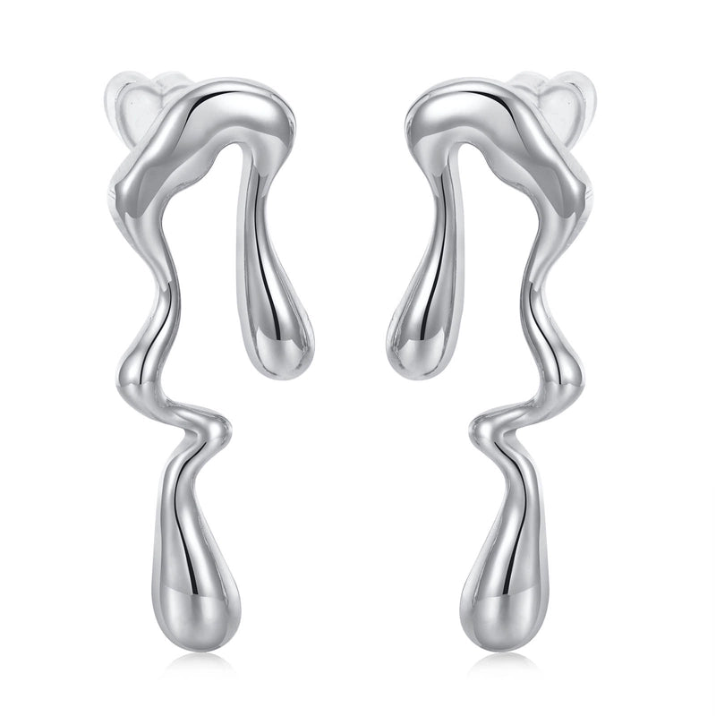 1 Pair IG Style Water Droplets 201 Stainless Steel Ear Studs
