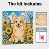 Sunflower Corgi 3D Bead Art Kit DIY Pearls Diamond Painting Animal Pattern Framed Canvas Home Wall