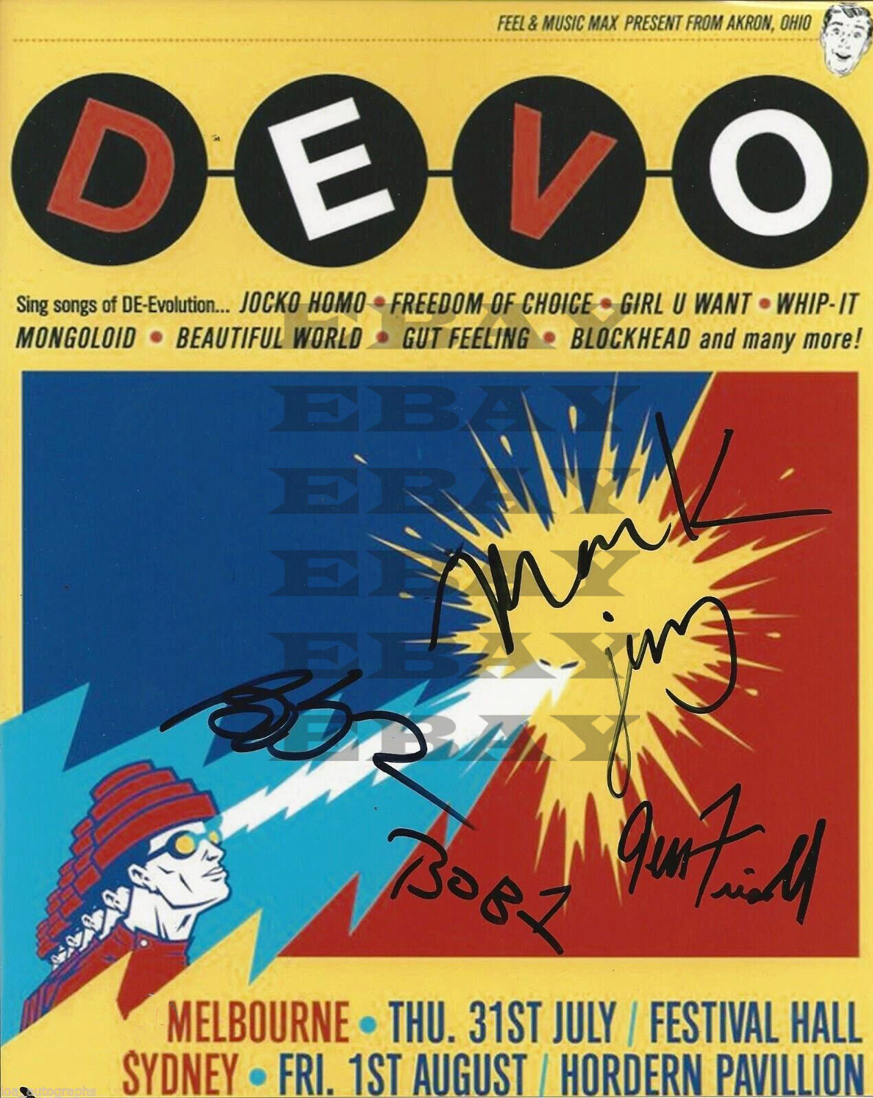 DEVO Band Autographed signed 8x10 Photo Poster painting Reprint