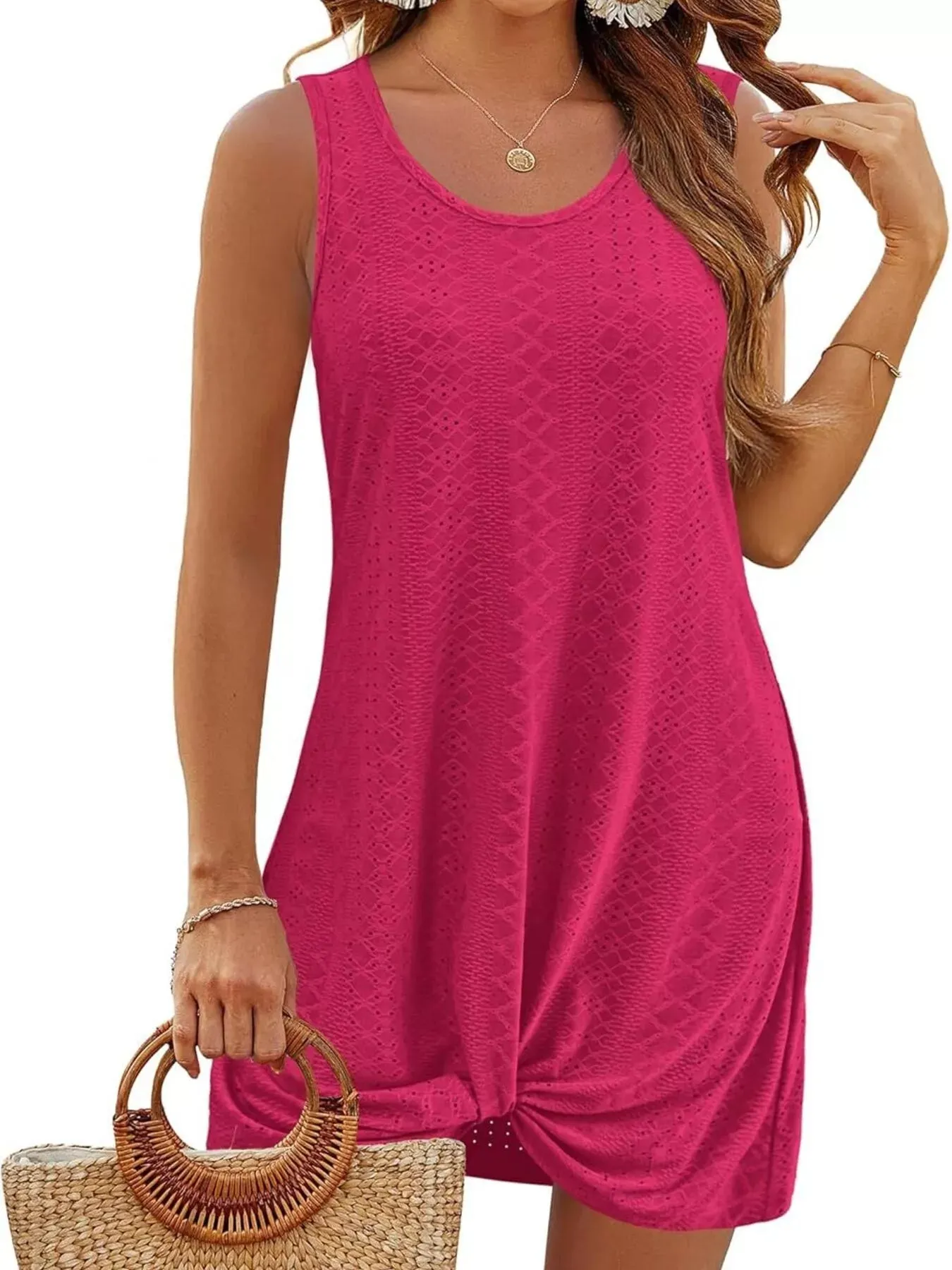 Sleeveless Knotted Hem Tank Dress mysite idetrend