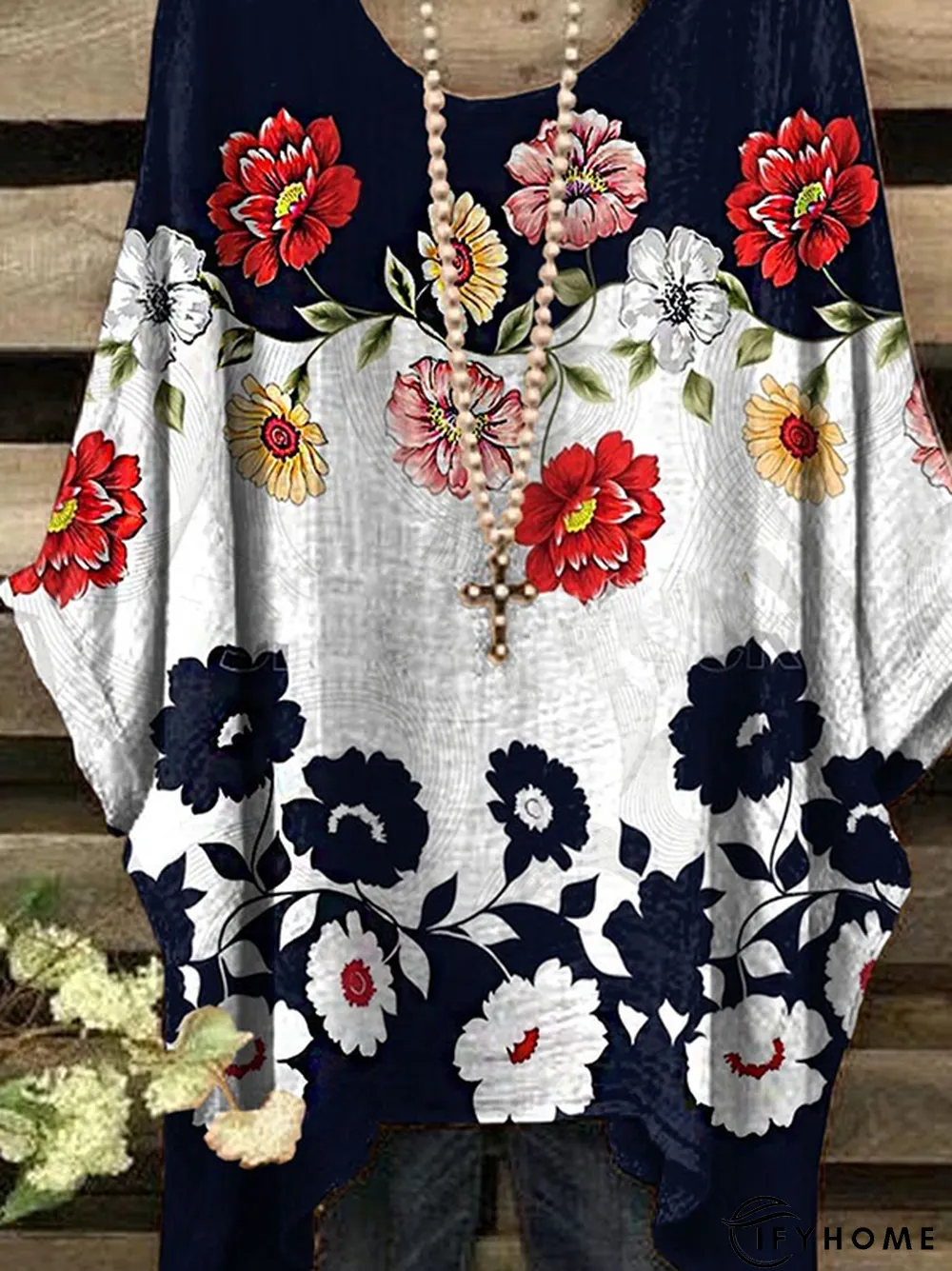 Crew Neck Casual Floral Top | IFYHOME