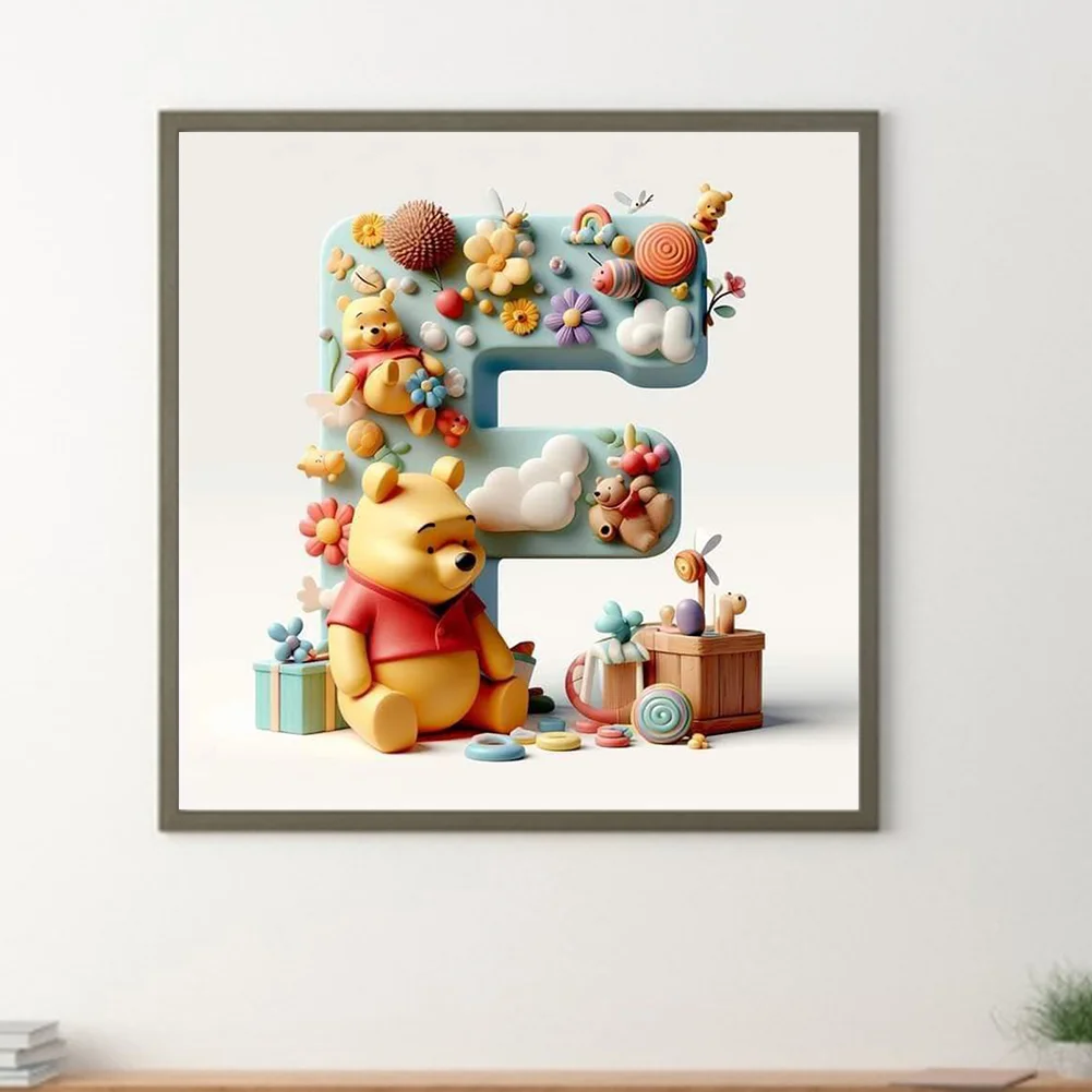 Full Round Diamond Painting 30*30cm - Winnie The Pooh'S 26 Letters F