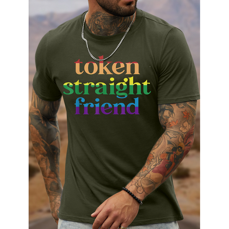 Men's Token Straight Friend Print T-Shirt socialshop