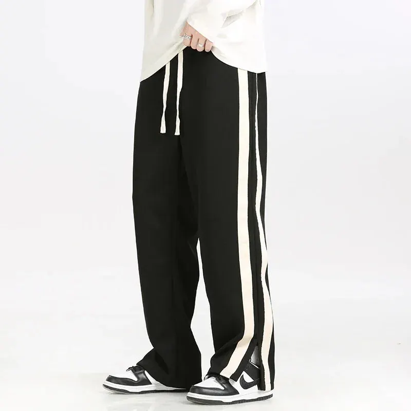 Men's Wide-Leg Retro Joggers &ndash; Soft Side-Stripe Track Trousers &ndash; view 2
