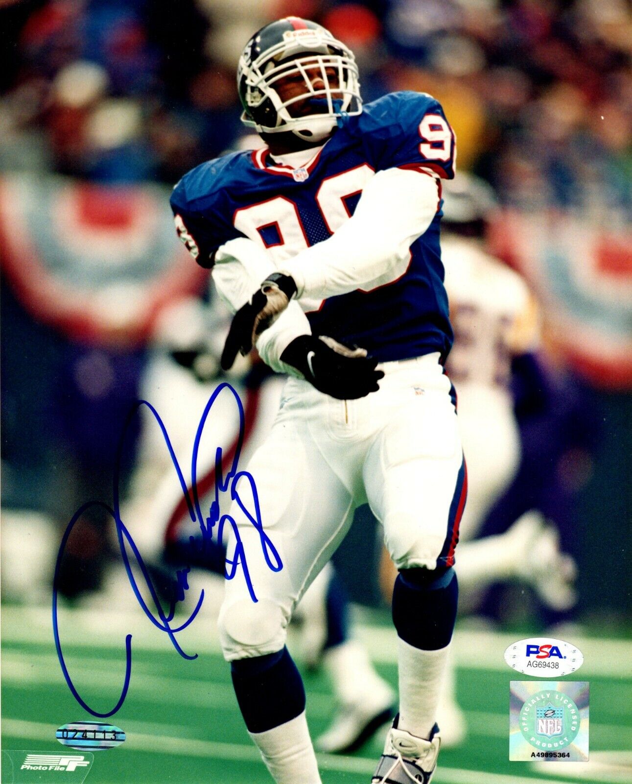 Jessie Armstead autographed signed 8x10 Photo Poster painting NFL New York Giants PSA COA