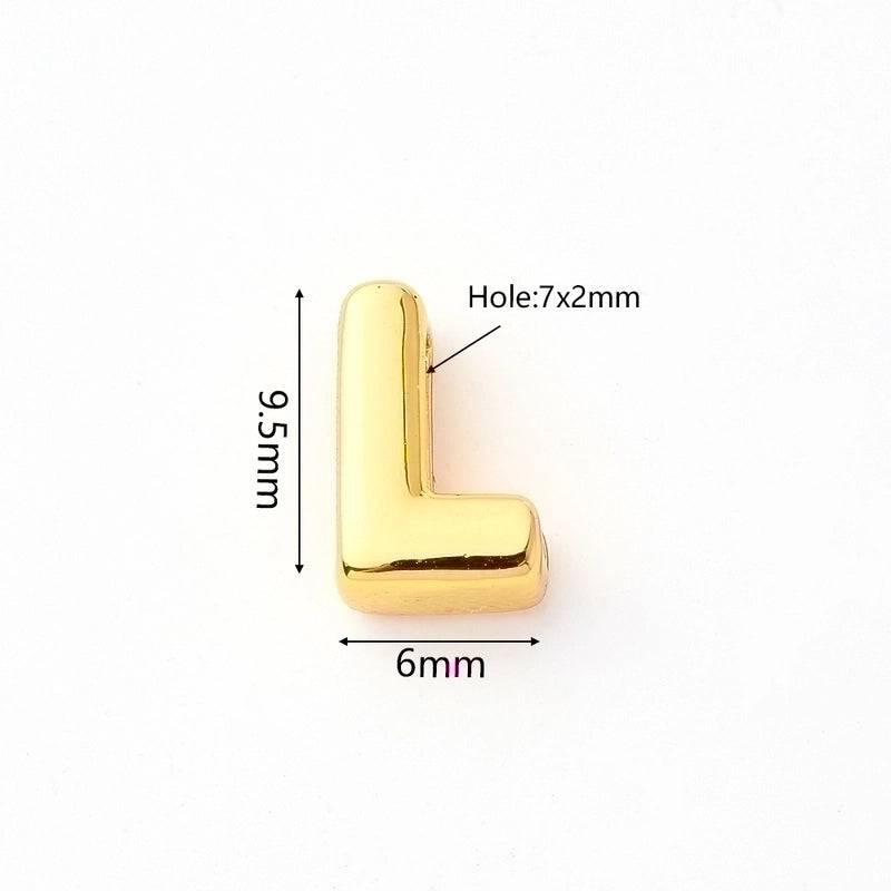 1 Pc/Package 9.5x6mm 9.5×7.5mm 9.5x8mm 7x2mm Copper 18K Gold Plated Letter Bubble Polished Beads