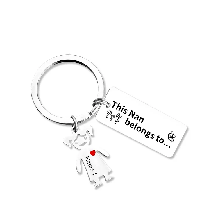1 Name Personalized Kid Charm Keychain This Nan Belongs to Engrave Special Gift For Grandmother