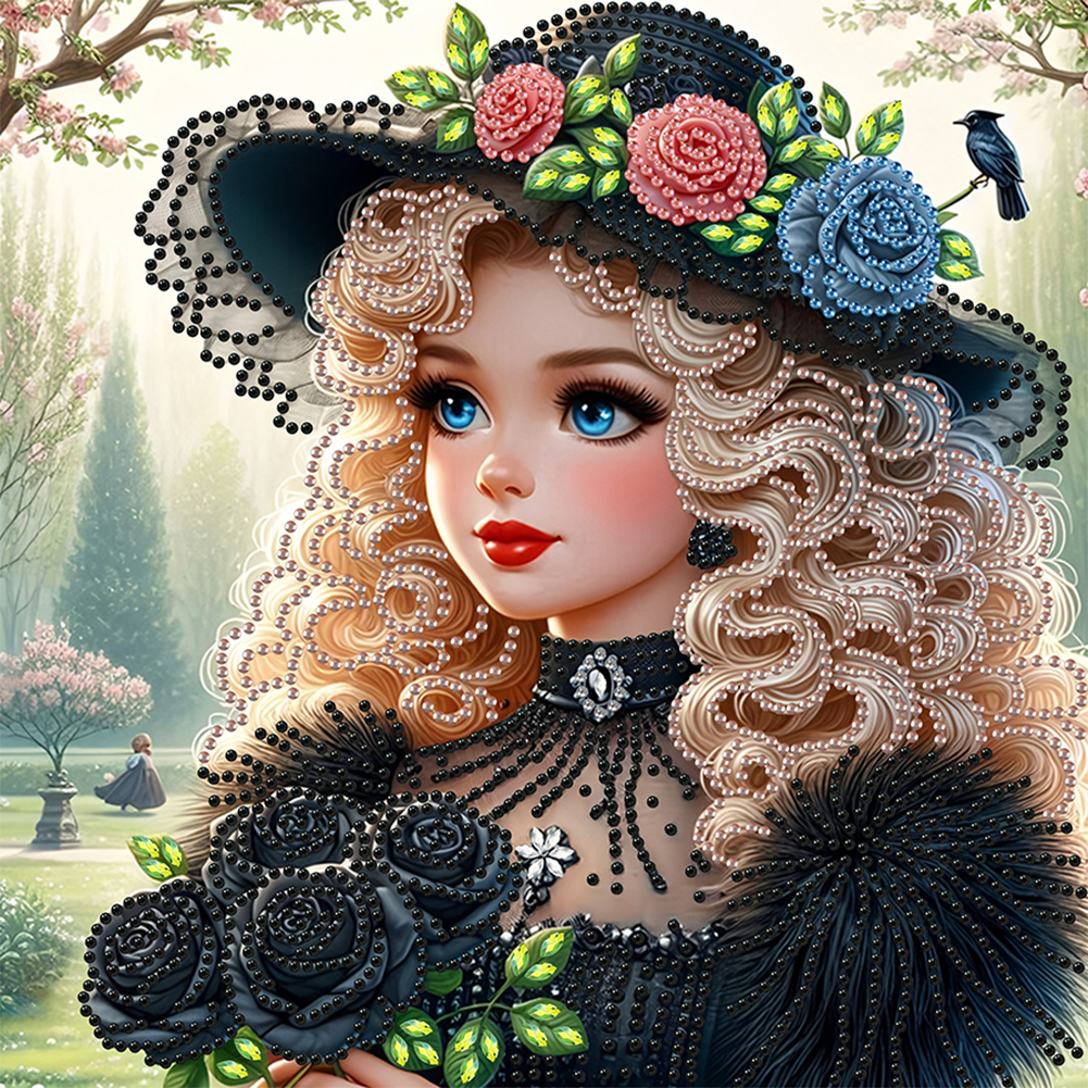 Elegant Little Girl 30*30cm(canvas) special shaped drill diamond painting