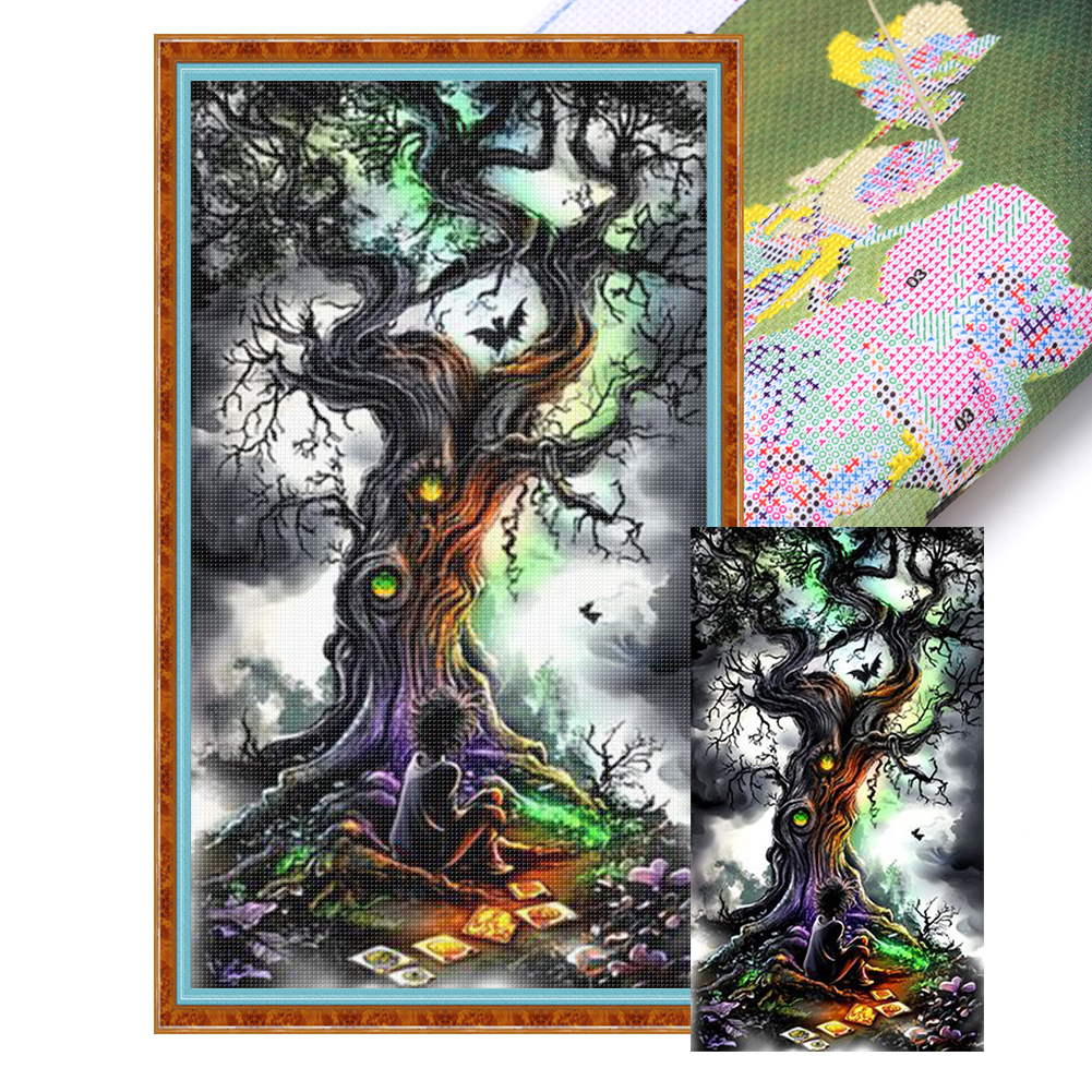 Magic Tree Full 14CT Pre-stamped Canvas(40*70cm) Cross Stitch