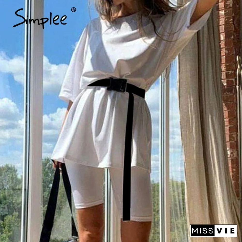 Casual Solid Outfits Women'S Two Piece Suit With Belt Home Loose Sports Tracksuits Fashion Bicycle Summer Hot Suit