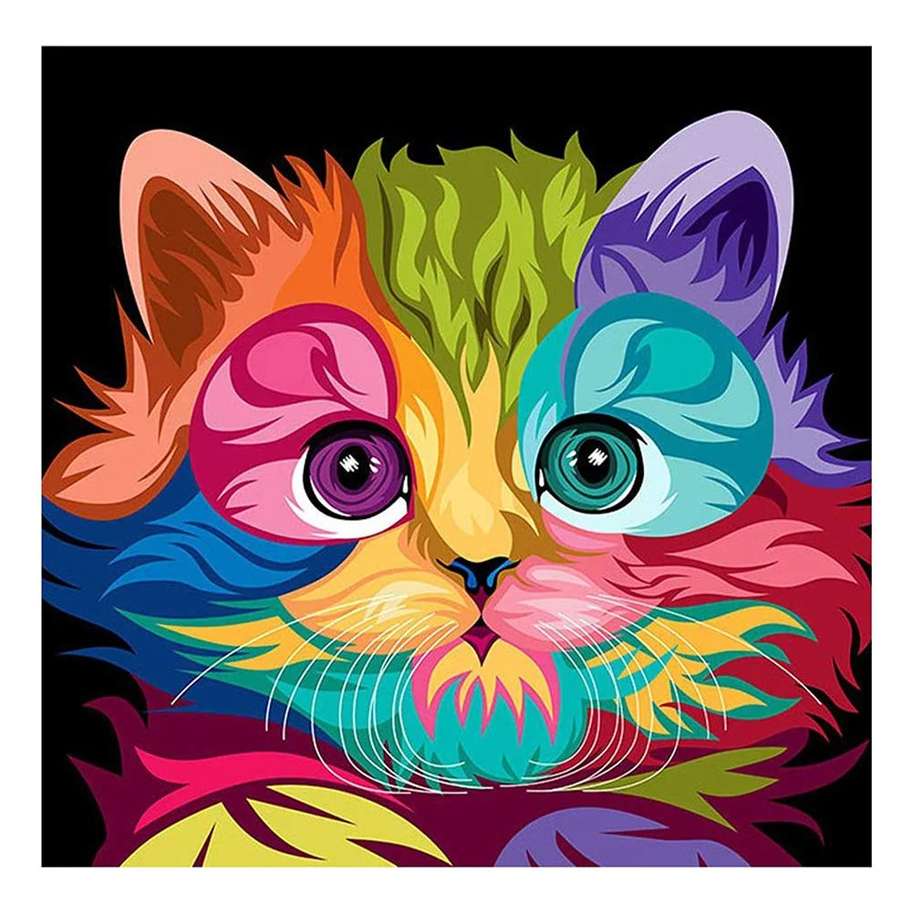Full Round Diamond Painting - Colorful Cat(30*30cm)