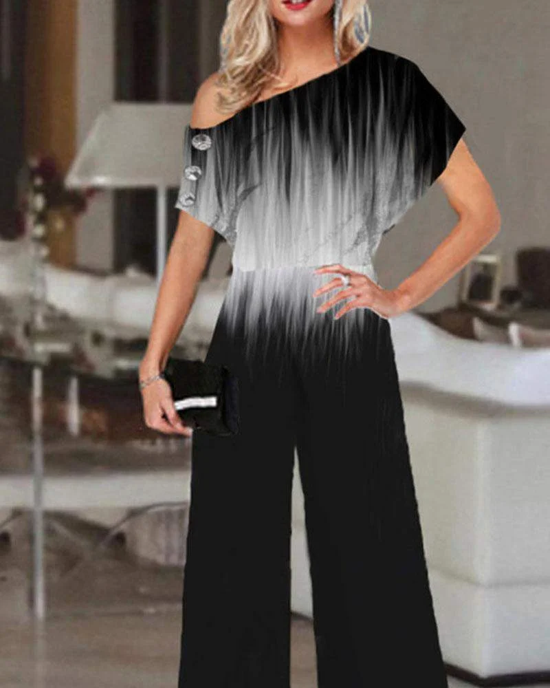 Printed One-piece Wide Leg Pants