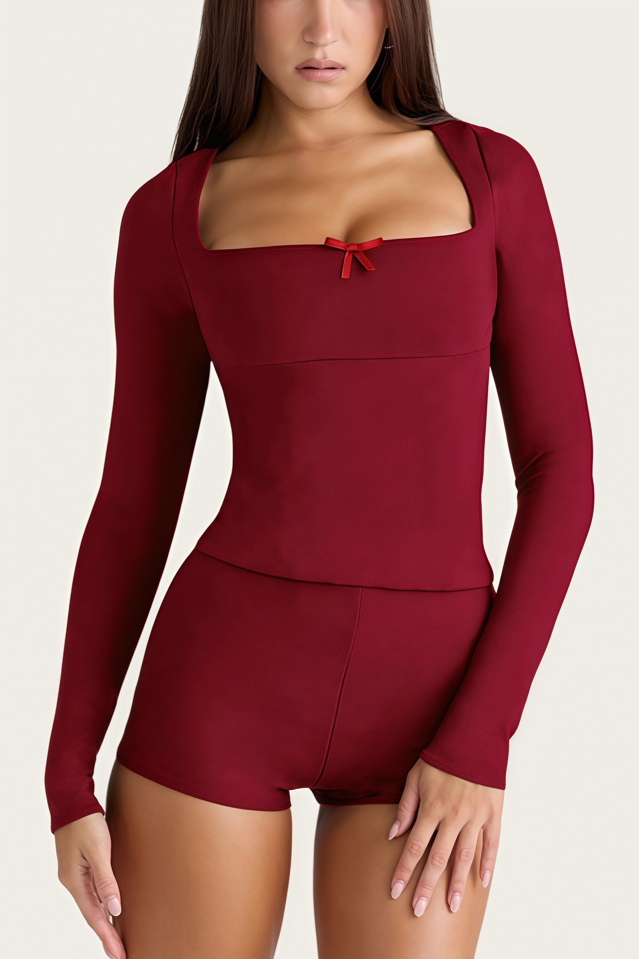 Square Neck Long Sleeve Two-Piece Set - HIGIANNA&reg;