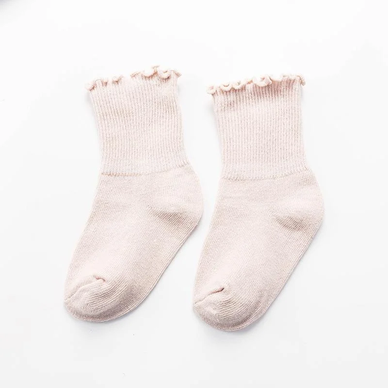 YWHUANSEN 1 to 8 Yr 10 Colors Spring Autumn Children's Socks Candy-colored Cotton Socks For Girls Ruffle Edge Kids Socks Toddler