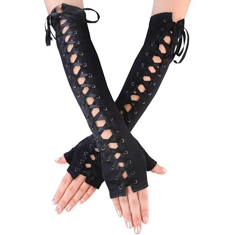 Lace Tie Sleeve Gloves