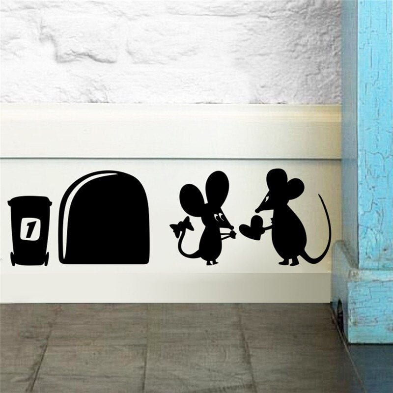 Funny 3d Mouse Hole Wall Stickers Kids Room Kitchen Bedroom Home Decoration Vinyl Wall Decal Diy Cartoon Rat Animal Mural Art