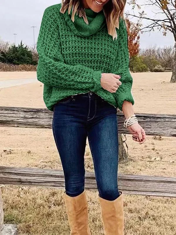 Christmas sweater solid color turtleneck women
