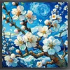 (US Only)Full Embroidery cotton Thread 11CT Printed Pear Blossom Cross Stitch 39x39cm