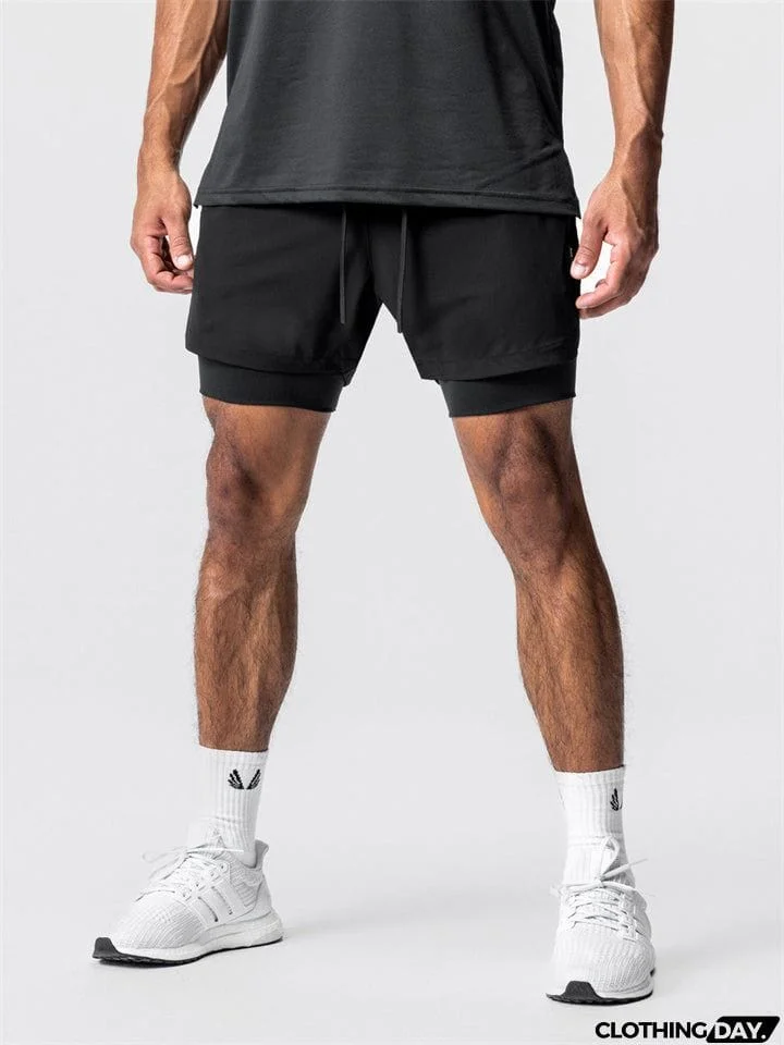 Men's Stretchy Quick Dry Double-Layer Basketball Shorts