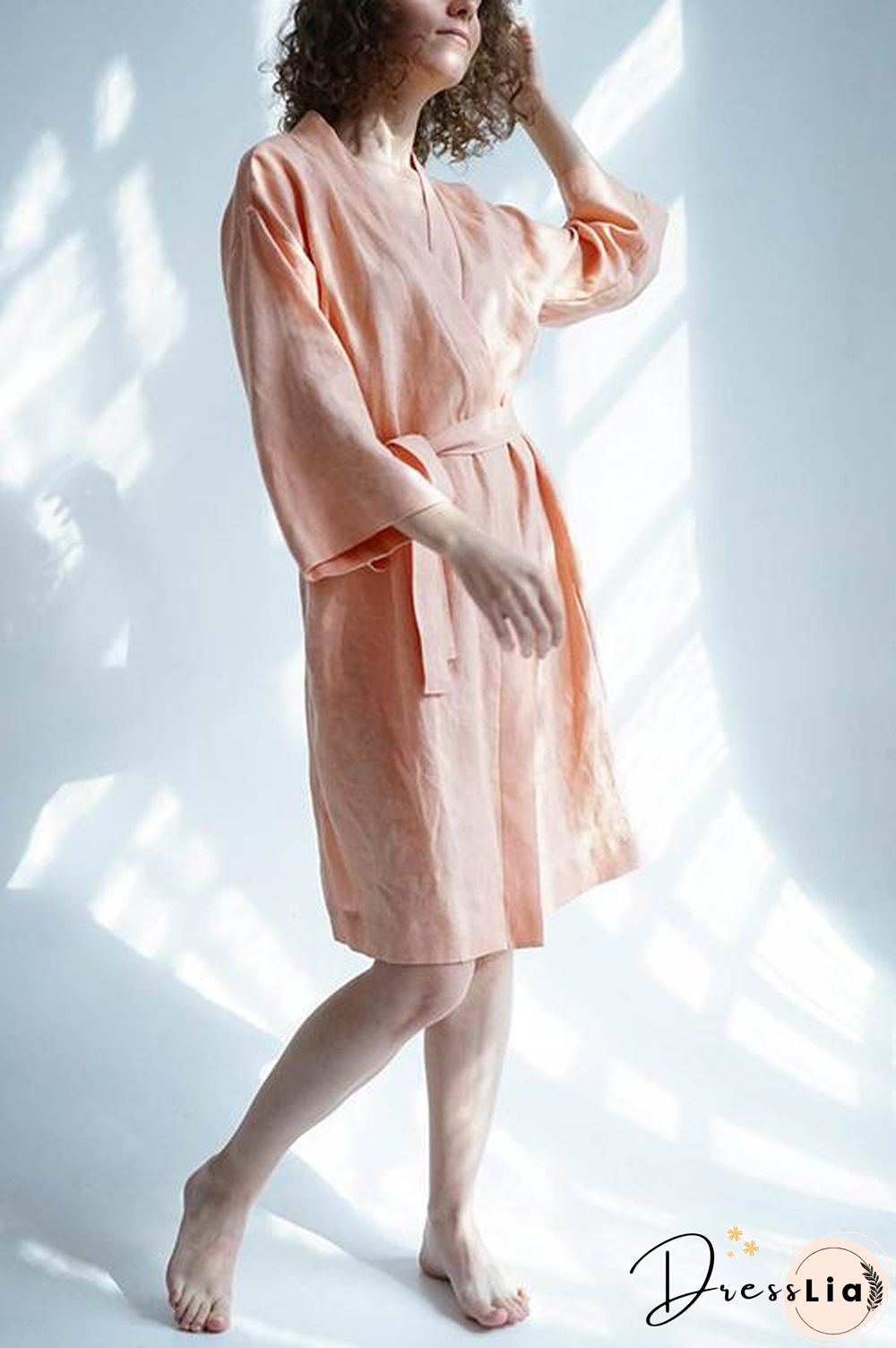 Roomy Linen Kimono With Belt