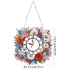 (US Only)2D Flat DIY Wreath 5D Hanging Clock Art Craft for Living Room Decoration