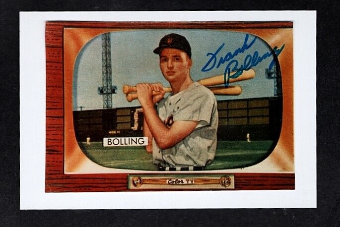 1955 FRANK BOLLING-DETROIT TIGERS AUTOGRAPHED COLOR Photo Poster painting-(d.2020)