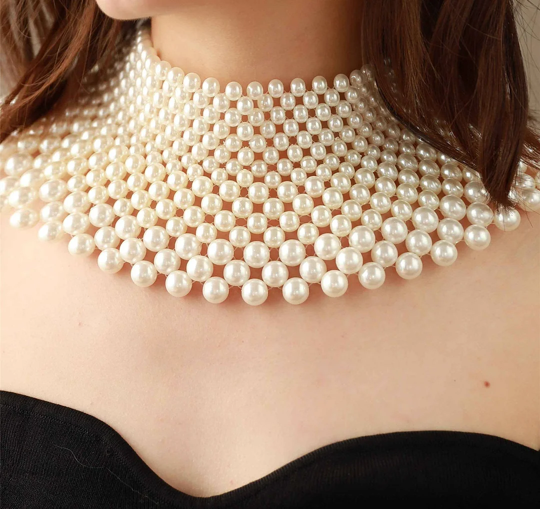 Scarf pearl exaggerated necklace