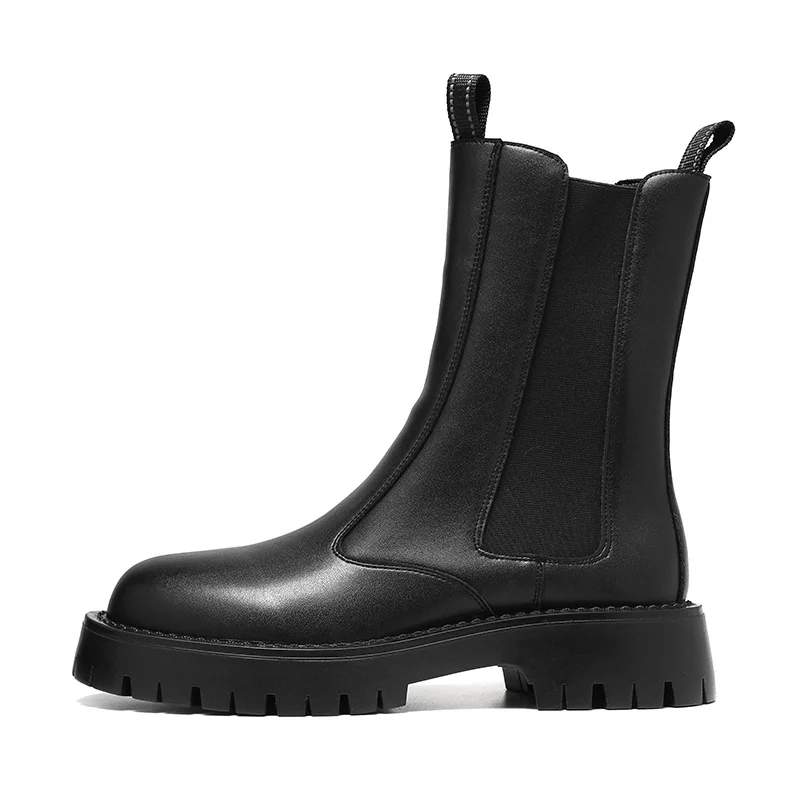 Tanguoant Tanguoant 2024 New Trend Thick Bottom Male High Top High Top Big Head Round Chelsea Martens 51275-F
