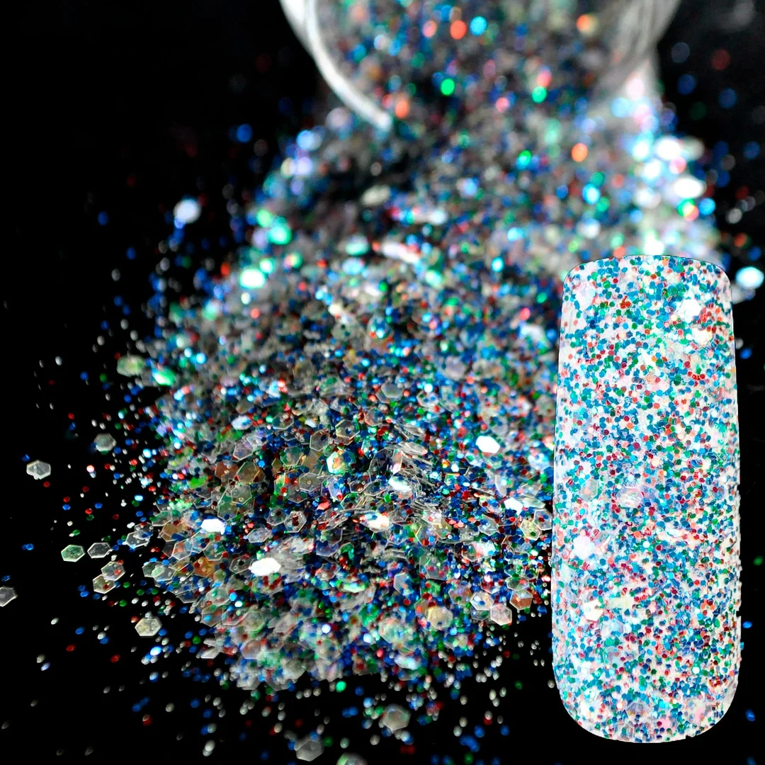 Snow White Glitter Nail Art Tool DIY Glitter Mix Manicure 3D Powder Small Pentagon Sequins Nail Supplies Decoration 270-Nail Inspo