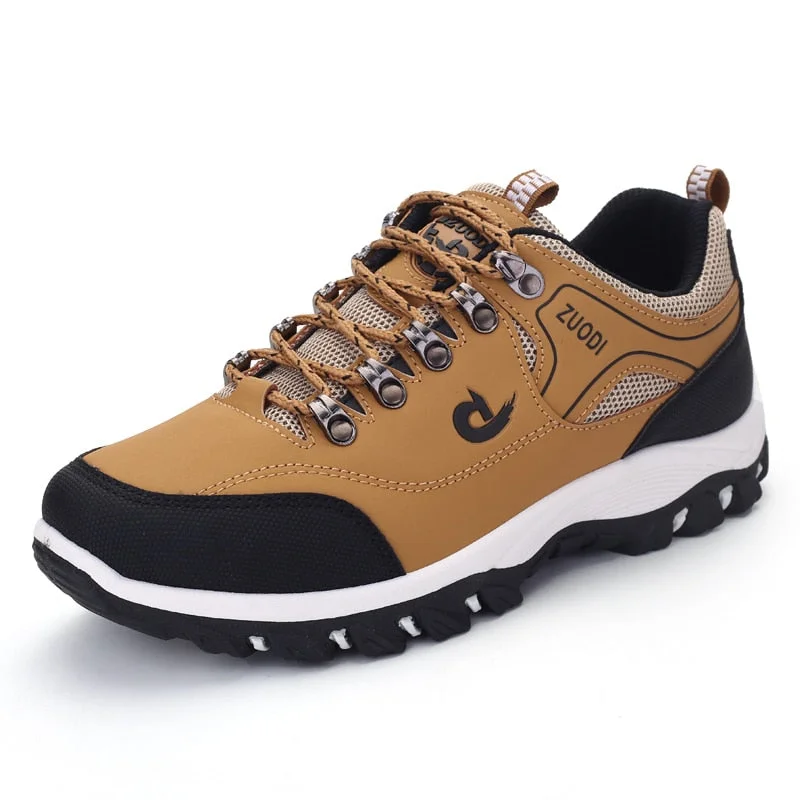 Men Shoes Spring Autumn Breathable Casuals Hiking Walking Sneakers Outdoor Ultralight Leather Slip-on Climbing Trekking Sneakers