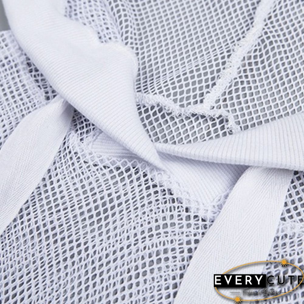 Women's Fashion Hoodie Sweatshirt Sports Pullover Mesh Crop Tops