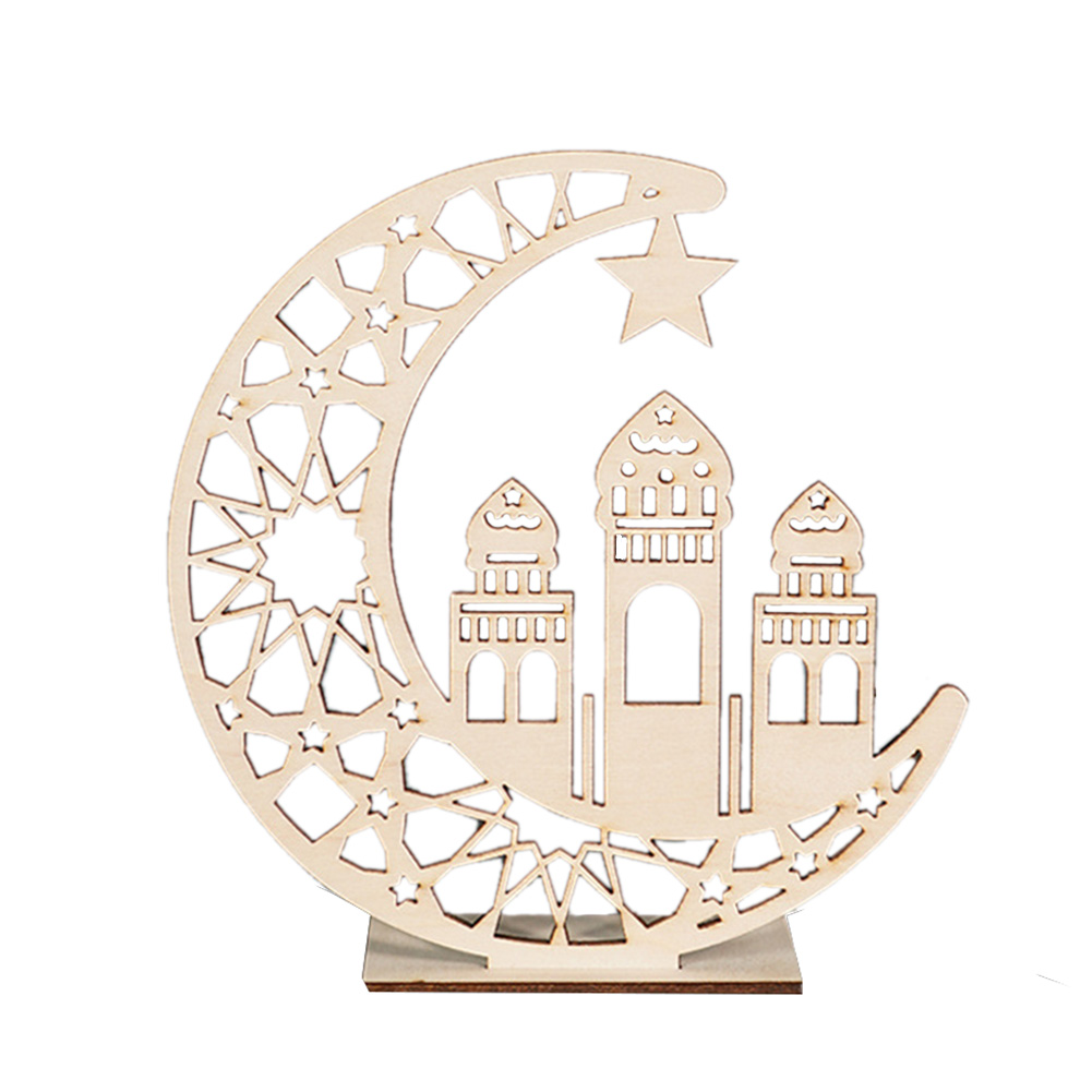

LED Moon Desktop Lights Wooden Candle Lamps Ramadan Decoration Art Craft, 501 Original