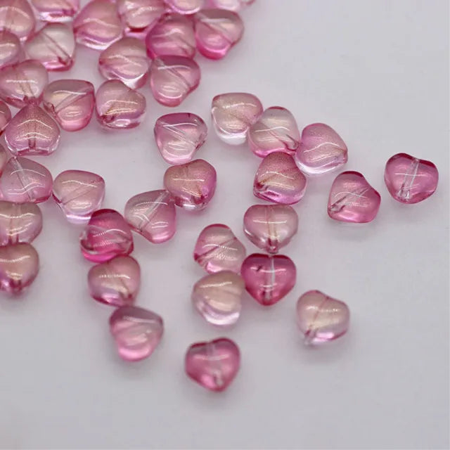 20 PCS/Package Diameter 6 Mm Hole 1~1.9mm Glass Glass Heart Shape Jewelry Accessories