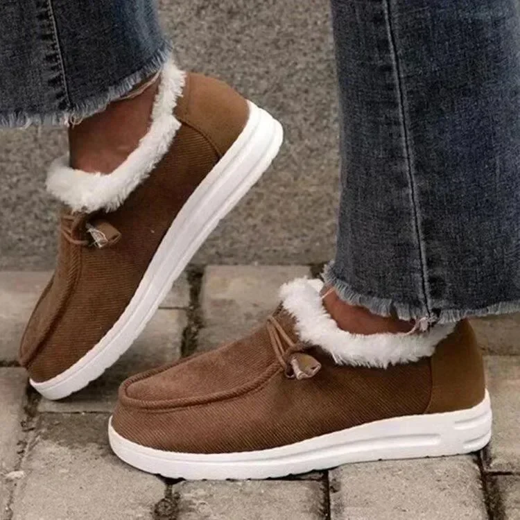 Tanguoant Tanguoant Women Warm Loafers Winter New Plush Ankle Snow Boots Flats Female Casual Cotton Shoes Ladies Solid Round Toe Sports Shoes