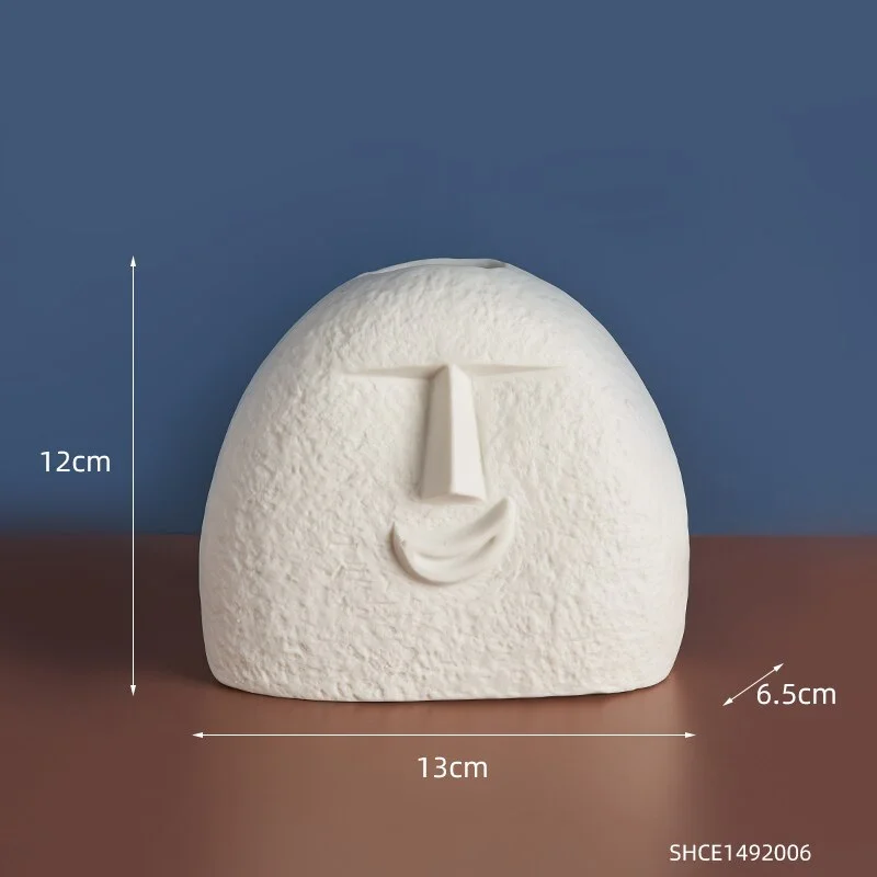 Nordic Home Decoration Funny Face Ceramic Vase Furnishing Decorative Vases Ceramic Living Room Decor Modern Home Decor Gifts