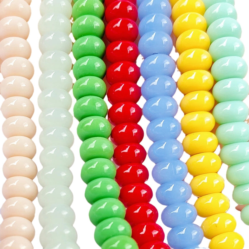 1 String 5*8mm Glass Glass Geometric Solid Color Beaded