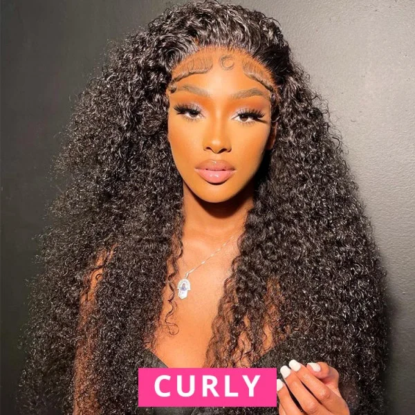 Deep Curly 5x5 HD Lace Closure Wigs 200% Density Pre Pluckd Human Hair Wigs