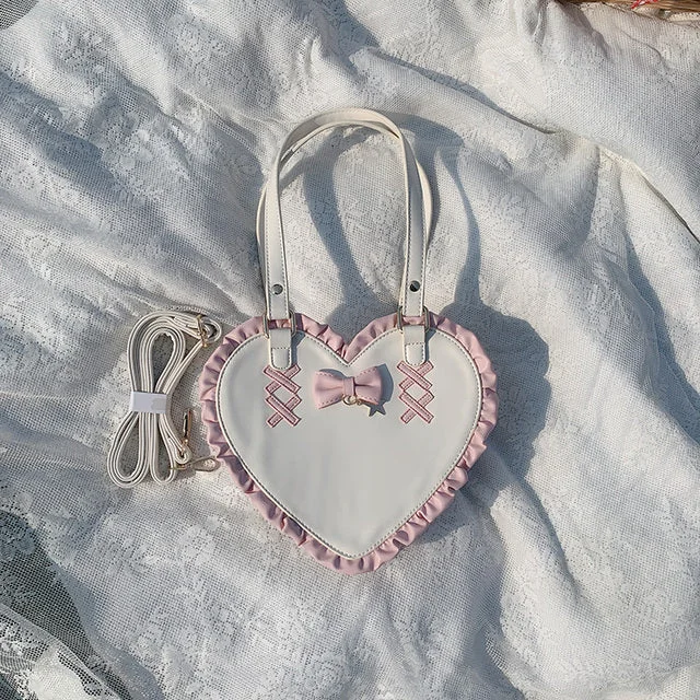 Harajuku Kawaii Heart Ruffle Handbag SP17844