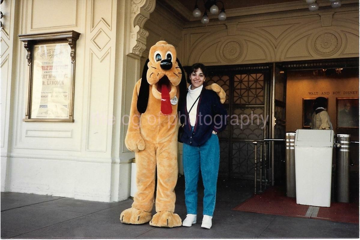 PLUTO Disney Mascot FOUND Photo Poster painting Color PRETTY GIRL Original Snapshot 04 31 O