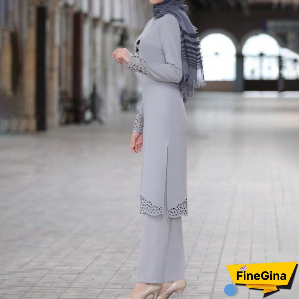 Robe Pants Outfits Chic Solid Color Two Piece Set Set